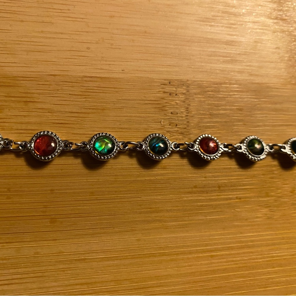 Multi-Color Round Stone Link Bracelet - Women